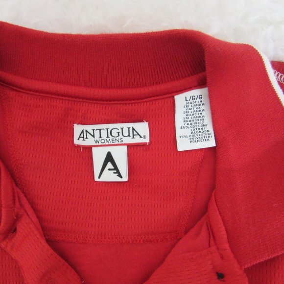 Angels Antigua Women's Vintage Baseball Red Polo Shirt Size Large - Picture 3 of 11
